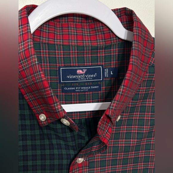 New! Vineyard Vines Tartan Plaid Poplin Button Down Whale Shirt Mens Size Large - Picture 4 of 9
